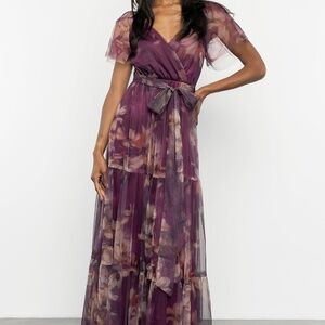 Baltic Born Nicola Tulle Maxi Dress | Aubergine Floral Size 3XL3XL